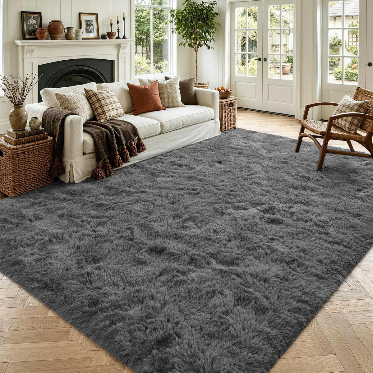 Noahas 2x6 Black Fluffy Soft Runner Rug Non-Slip for Bedroom Dorm Hallway