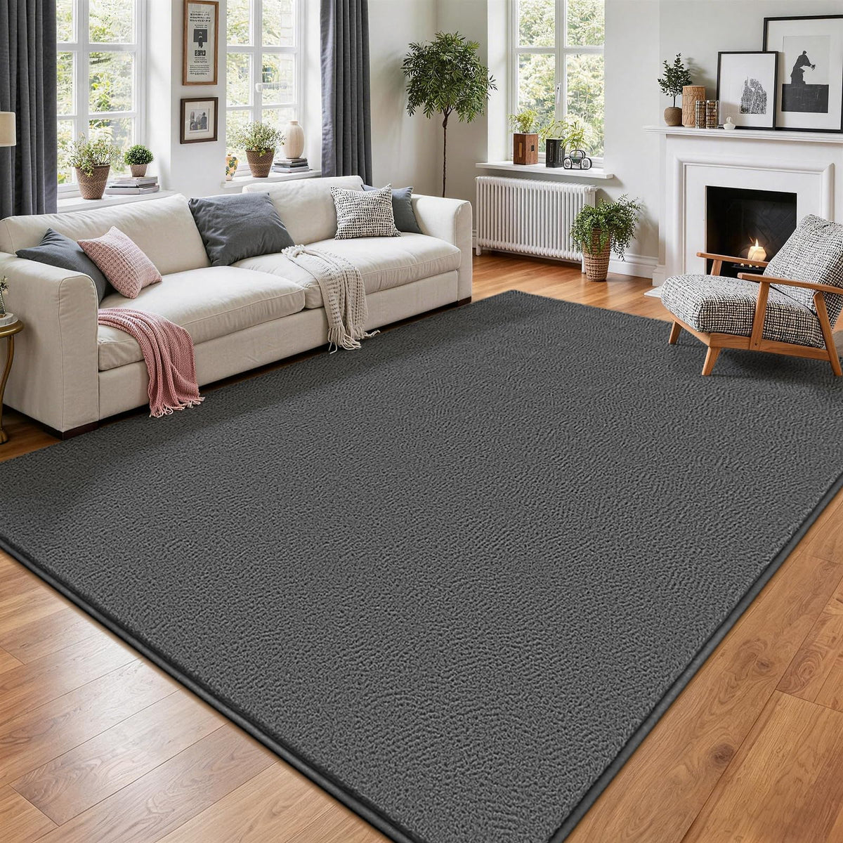 Vasofe Black Area Rugs for Living Room Bedroom, 4x6 Modern Memory Foam Rug