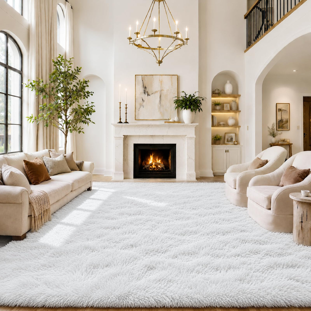 8x10 Area Rugs for Living Room,Light Grey Large Shaggy Soft Plush Furry Rug