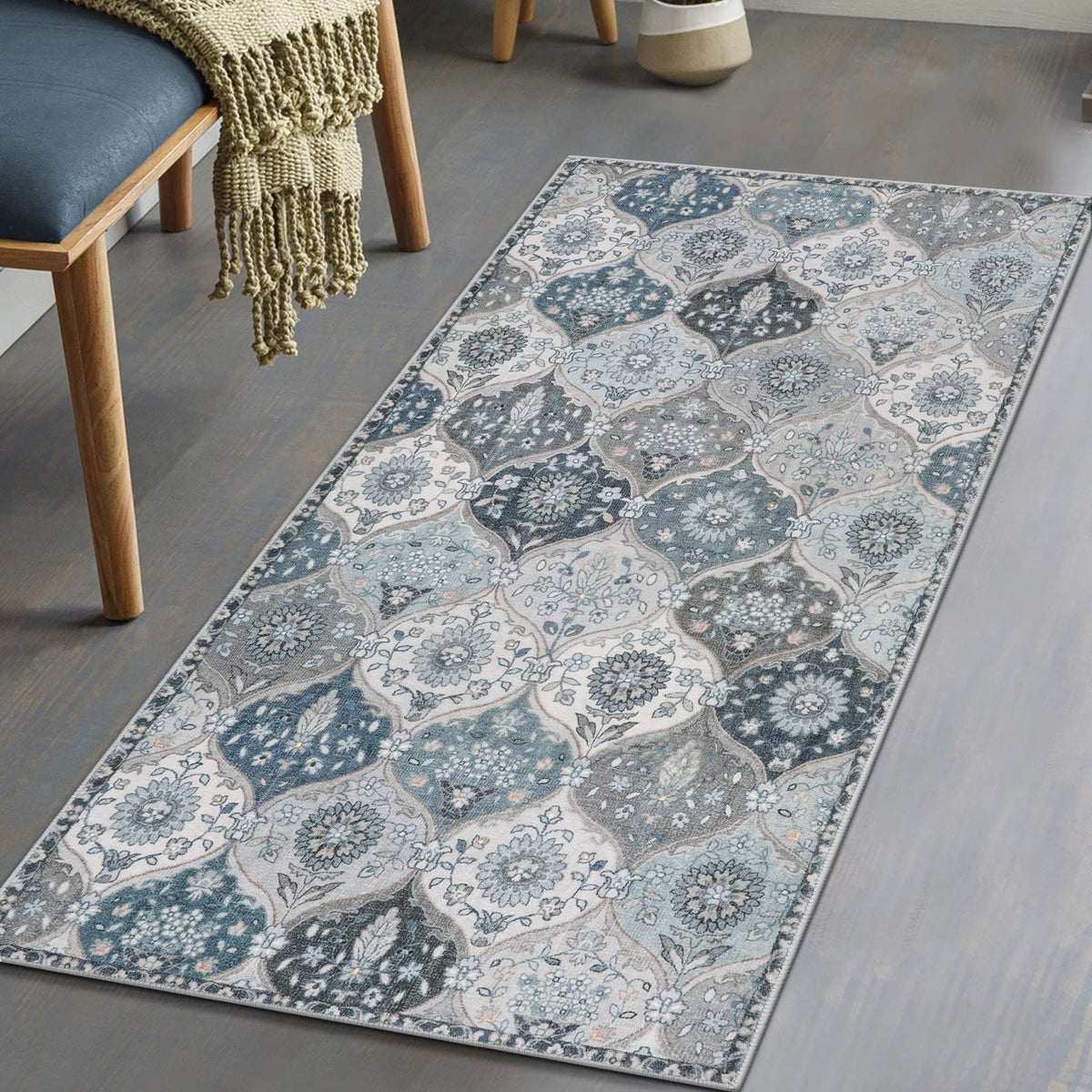 Lahome Moroccan Washable Small Area Rug, 3x5 Rug for Bedroom Living Room