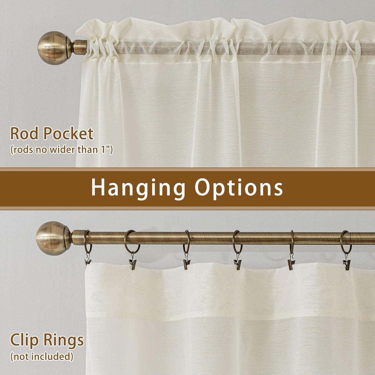 Natural Sheer Curtains 96 Inches Long Rod Pocket