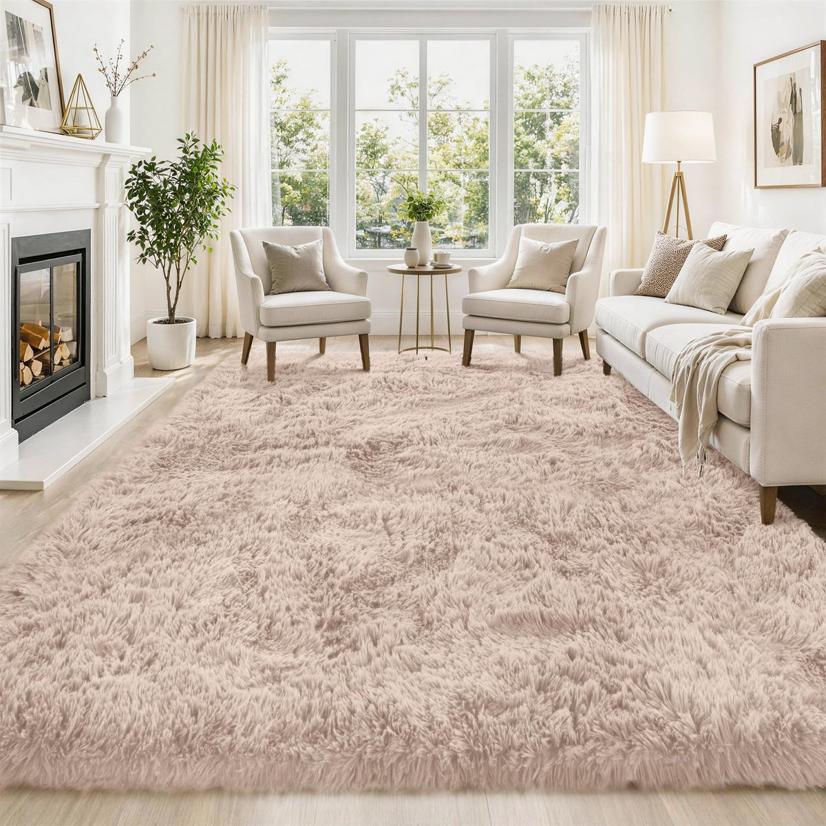 Tosuoka 5x7 Area Rugs for Living Room Bedroom, Black Rug Soft Fluffy Shag