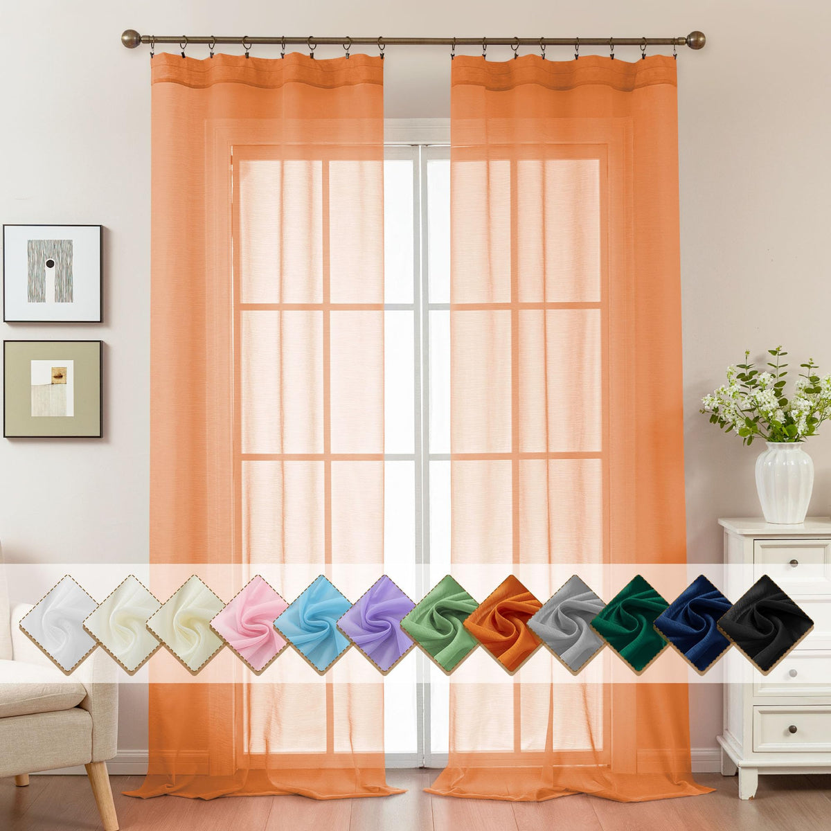Natural Sheer Curtains 96 Inches Long Rod Pocket