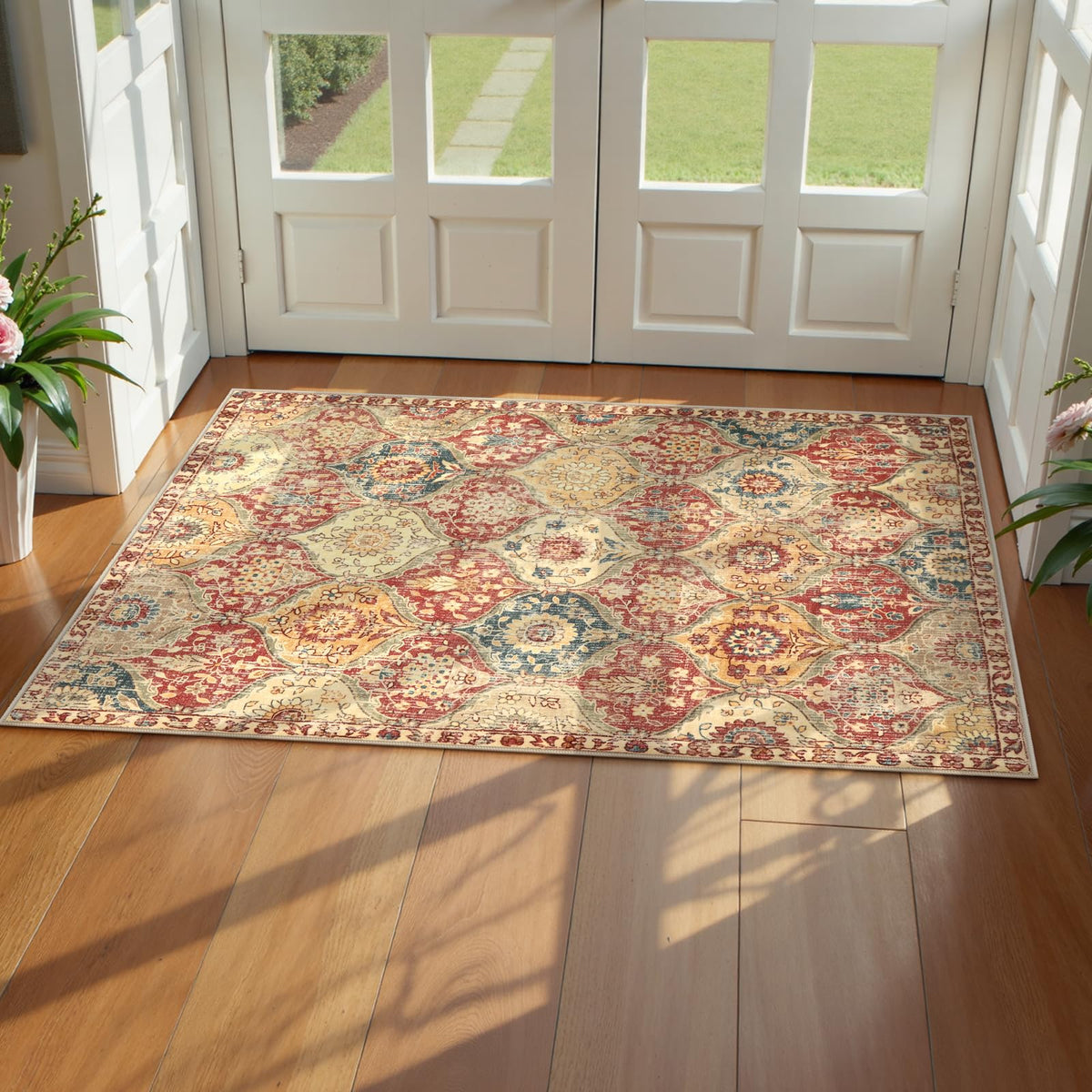 Lahome Moroccan Washable Small Area Rug, 3x5 Rug for Bedroom Living Room