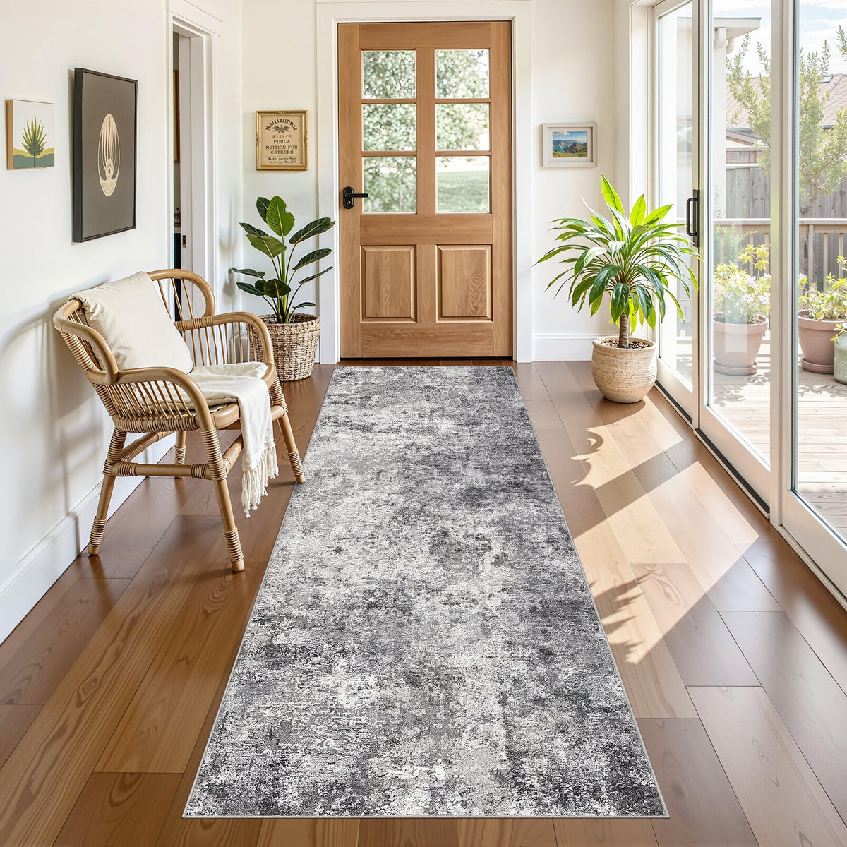 UERMEI 8x10 Area Rug Living Room Rugs - Washable Neutral Modern Abstract Soft Thin Large Rug Indoor Floor No Slip Rug Carpet for Bedroom Under Dining Table Home Office Decor - Brown Grey