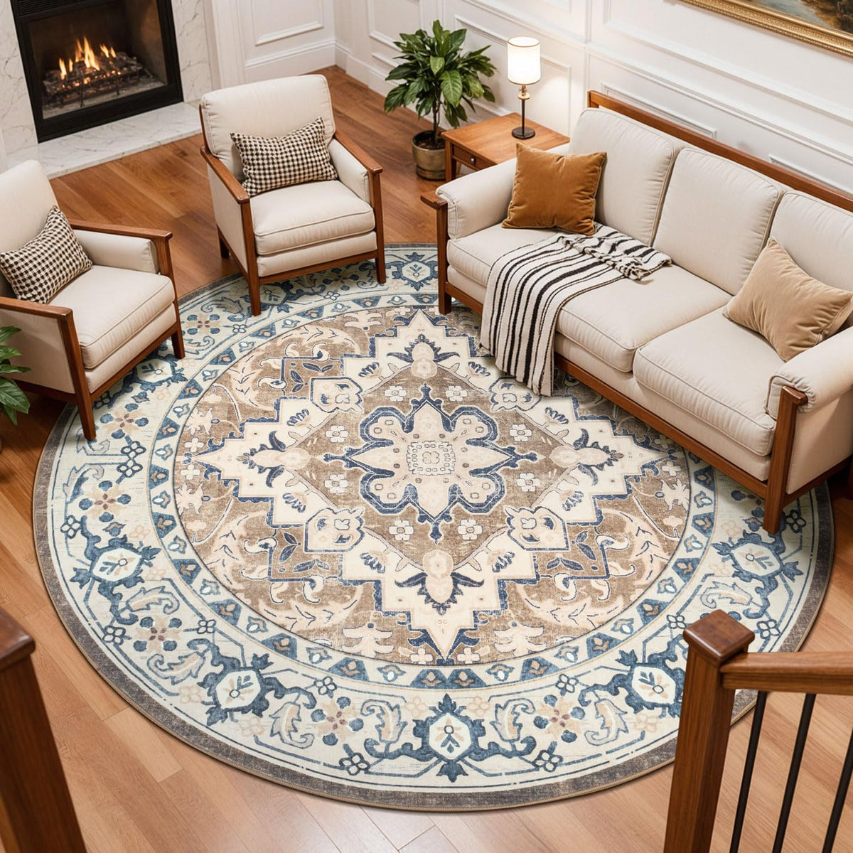 Lessymo 8 x 10 Area Rugs for Living Room, Machine Washable Rug Grey White