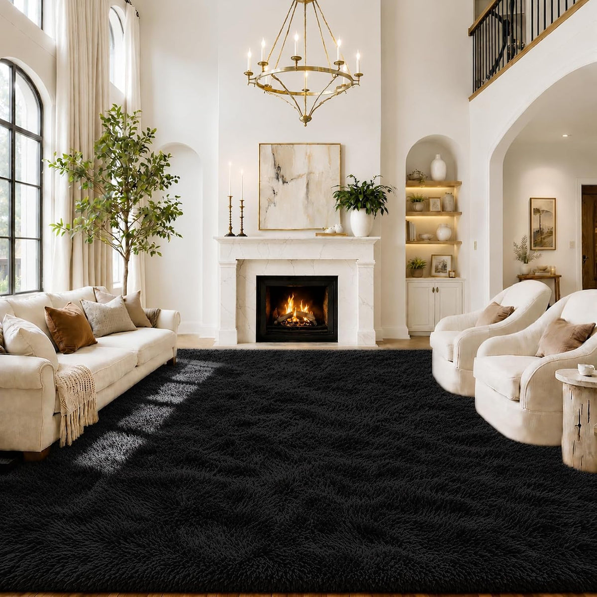 8x10 Area Rugs for Living Room,Light Grey Large Shaggy Soft Plush Furry Rug