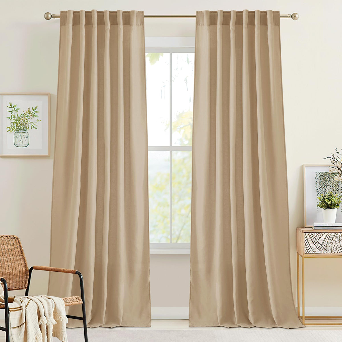 RYB HOME White Sheer Curtains for Living Room Patio Glass Door, W52 x L95