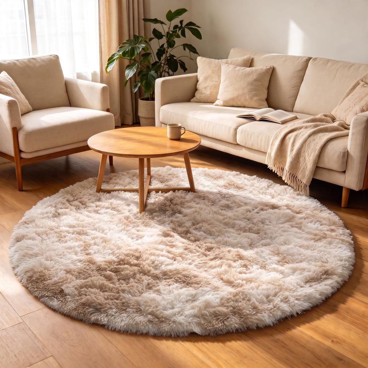 Runner Rugs for Bedroom Living Room, 2x6 Tie-Dyed Beige Hallway Area Rug