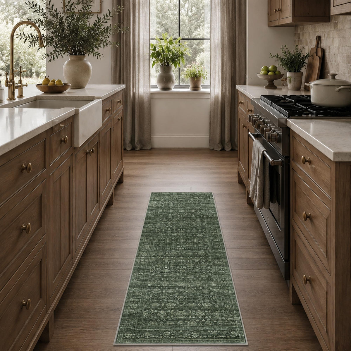 JOOJA 8x10 Beige Vintage Soft Low Pile Boho Neutral Washable Area Rug