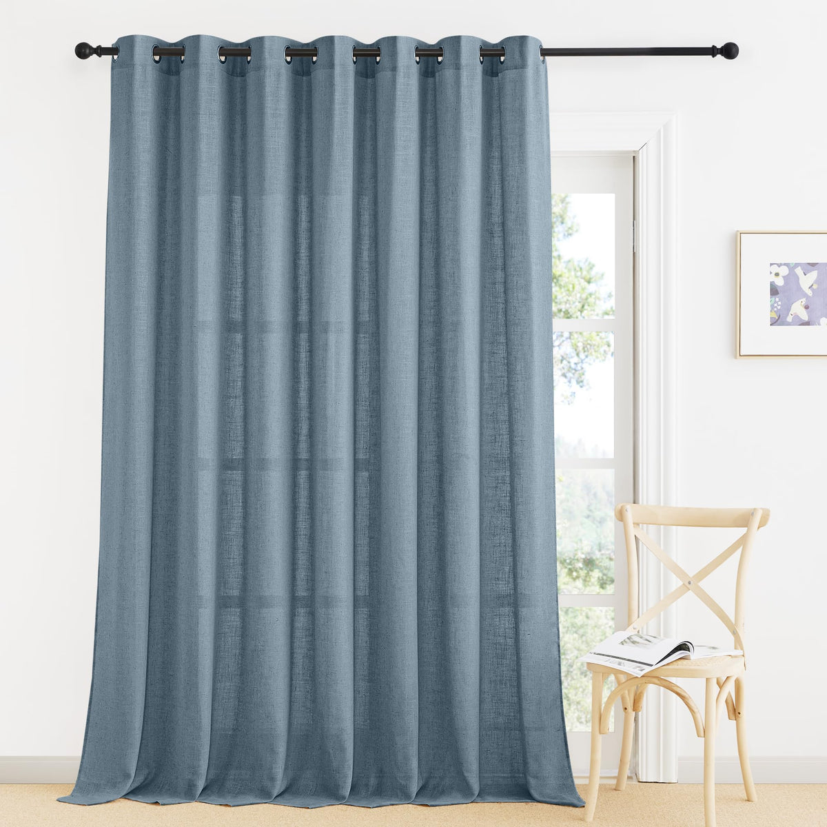 RYB HOME Sliding Patio Door Sheer Curtains, Extra Wide Room Divider Drape