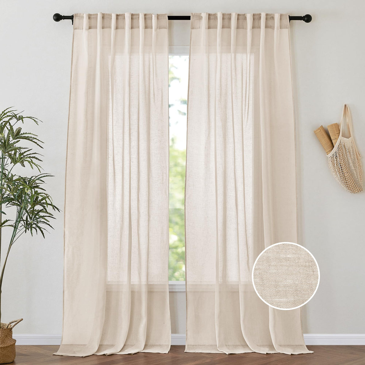 PONY DANCE White Sheer Curtains 96 inches Long, 2 Panels