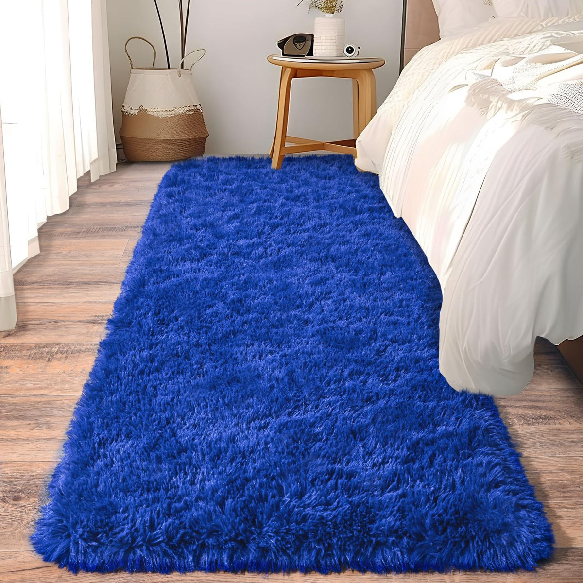 Soft Runner Rugs for Bedroom Hallway 2x6 Beige Fluffy Shag Washable