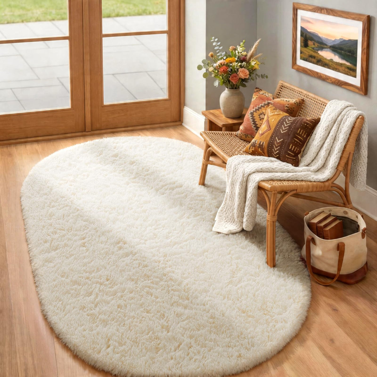 Ophanie 5x7 Area Rugs for Living Room Ivory, Fluffy Shag Large Fuzzy Plush Soft Rug, Shaggy Floor Big Carpets for Bedroom Nursery, Kids Home Decor Aesthetic with Over 99 pcs Pile fibers