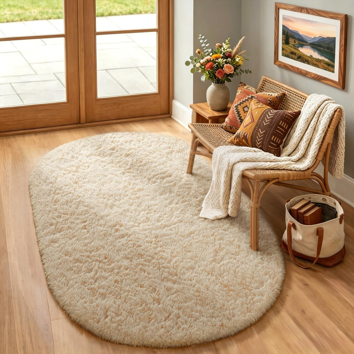 Ophanie 5x7 Area Rugs for Living Room Ivory, Fluffy Shag Large Fuzzy Plush Soft Rug, Shaggy Floor Big Carpets for Bedroom Nursery, Kids Home Decor Aesthetic with Over 99 pcs Pile fibers