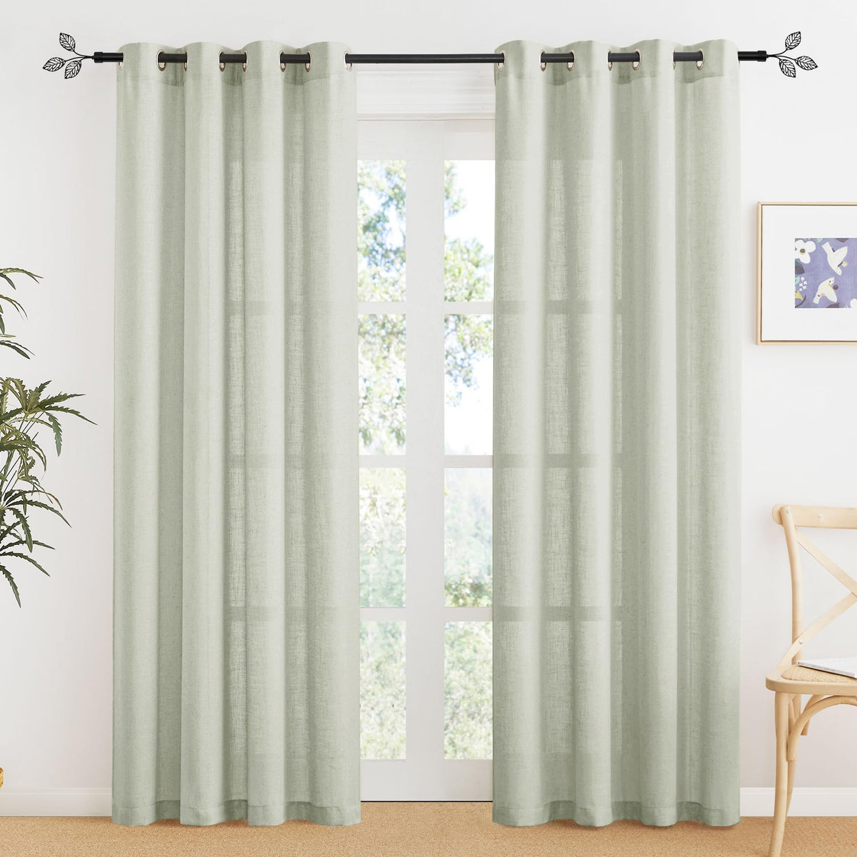 RYB HOME Sliding Patio Door Sheer Curtains, Extra Wide Room Divider Drape