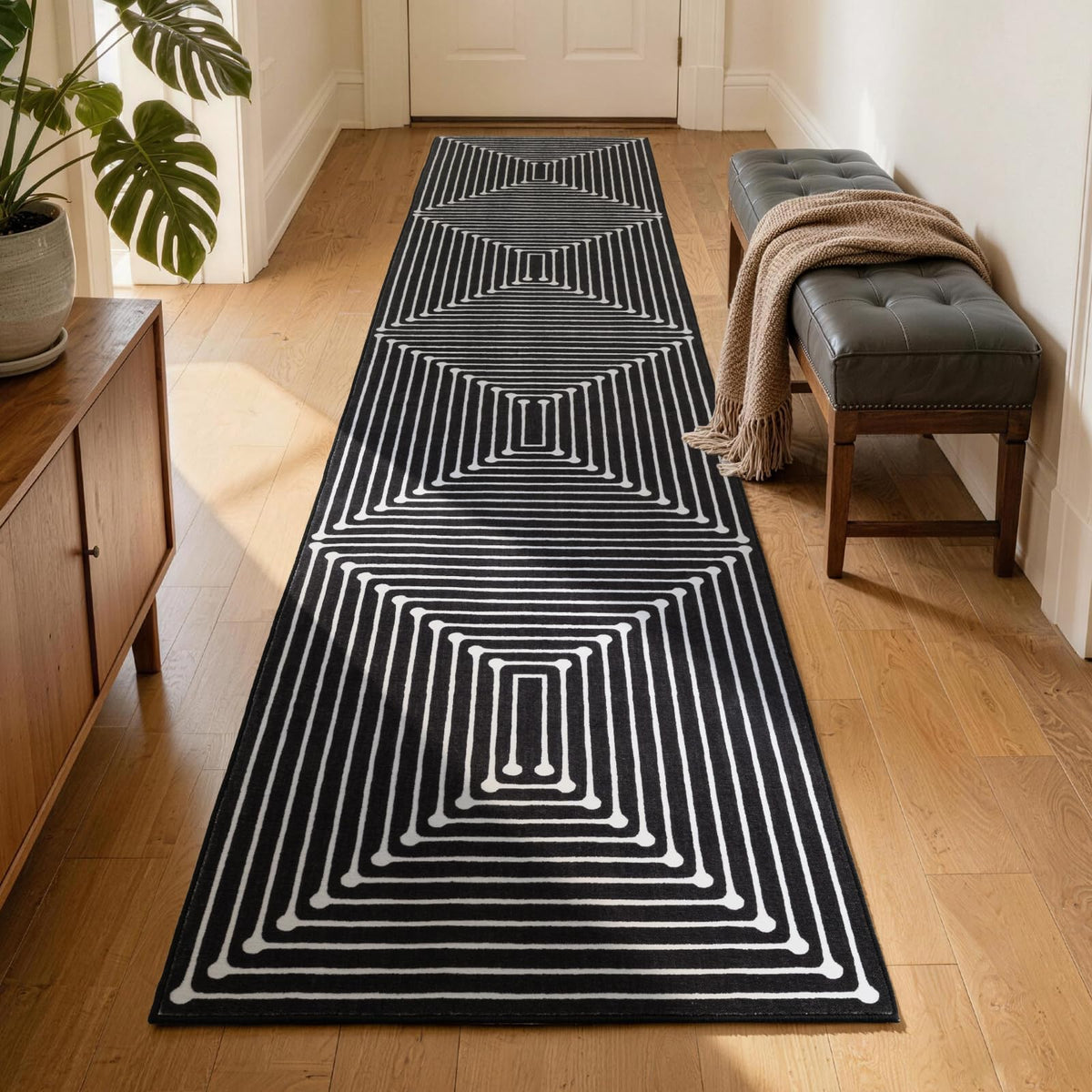YIHOUSE Washable 5x7 Area Rugs for Living Room, Black and White Striped Rug for Bedroom Playroom Non Slip Low Pile, Soft Modern Geometric Carpet for Entryway Home Office Decor