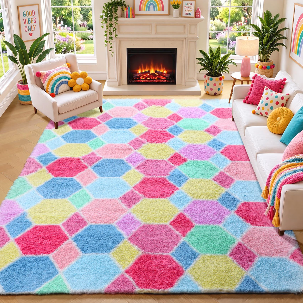 Runner Rugs for Bedroom Living Room, 2x6 Tie-Dyed Beige Hallway Area Rug