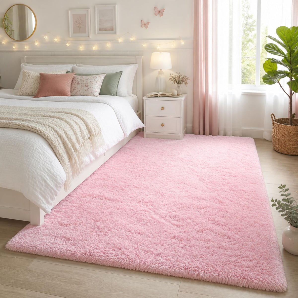 Ophanie 5x7 Area Rugs for Living Room Ivory, Fluffy Shag Large Fuzzy Plush Soft Rug, Shaggy Floor Big Carpets for Bedroom Nursery, Kids Home Decor Aesthetic with Over 99 pcs Pile fibers