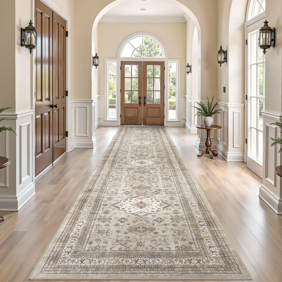 cotiled 5x7 Area Rug for Living Room, Washable, Traditional, Beige