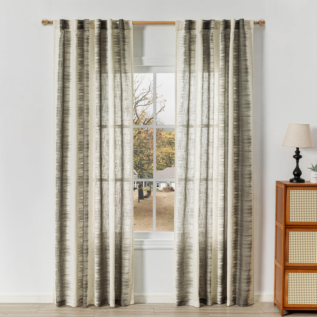 MYSKY HOME Sheer Linen Curtains 84 Inch Length Light Filtering 2 Panels
