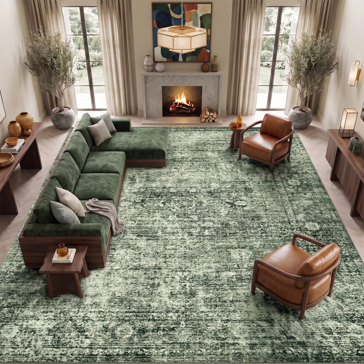 Homemate Washable Rug 9x12 Area Rugs - Vintage Rugs for Living Room