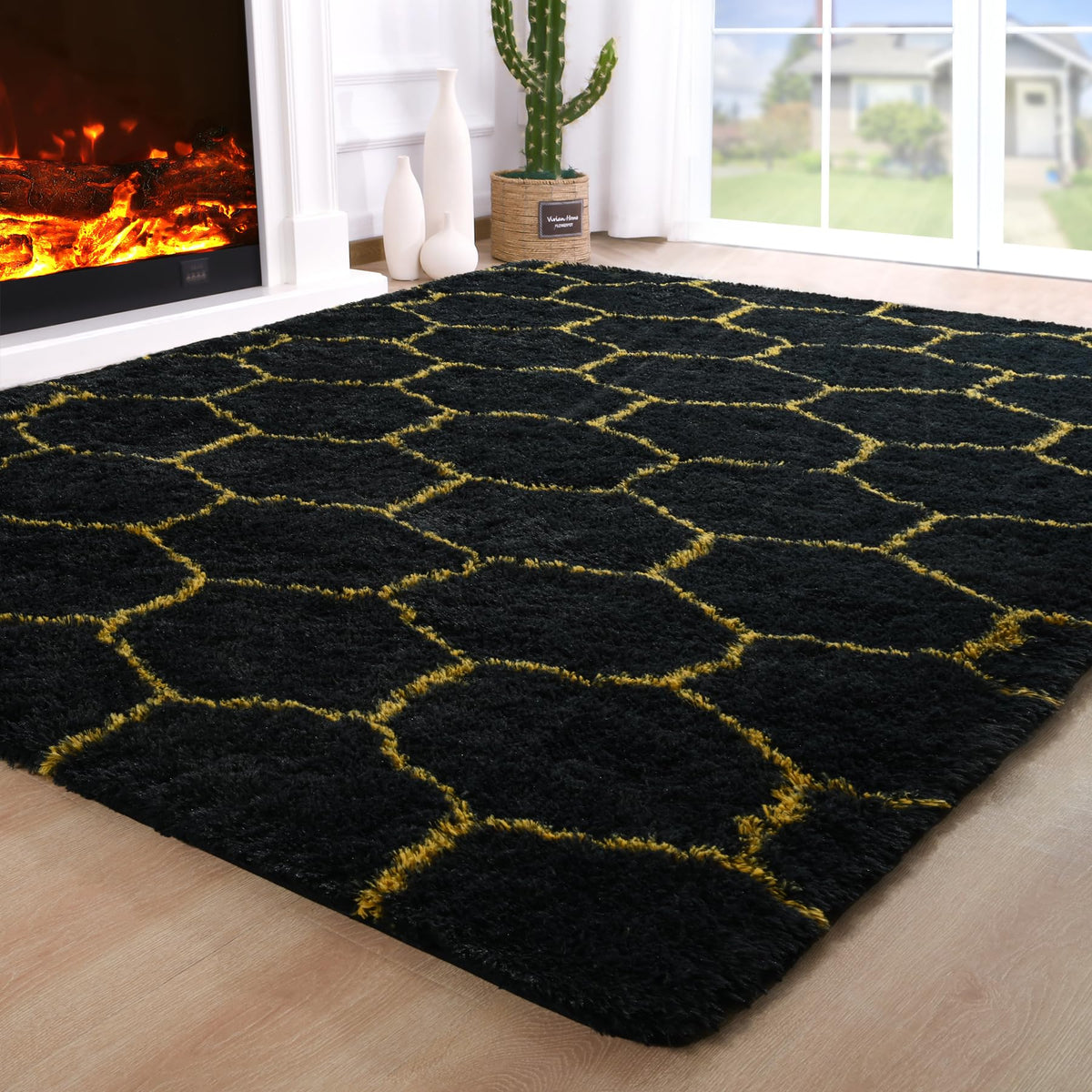 Noahas 2x6 Black Fluffy Soft Runner Rug Non-Slip for Bedroom Dorm Hallway