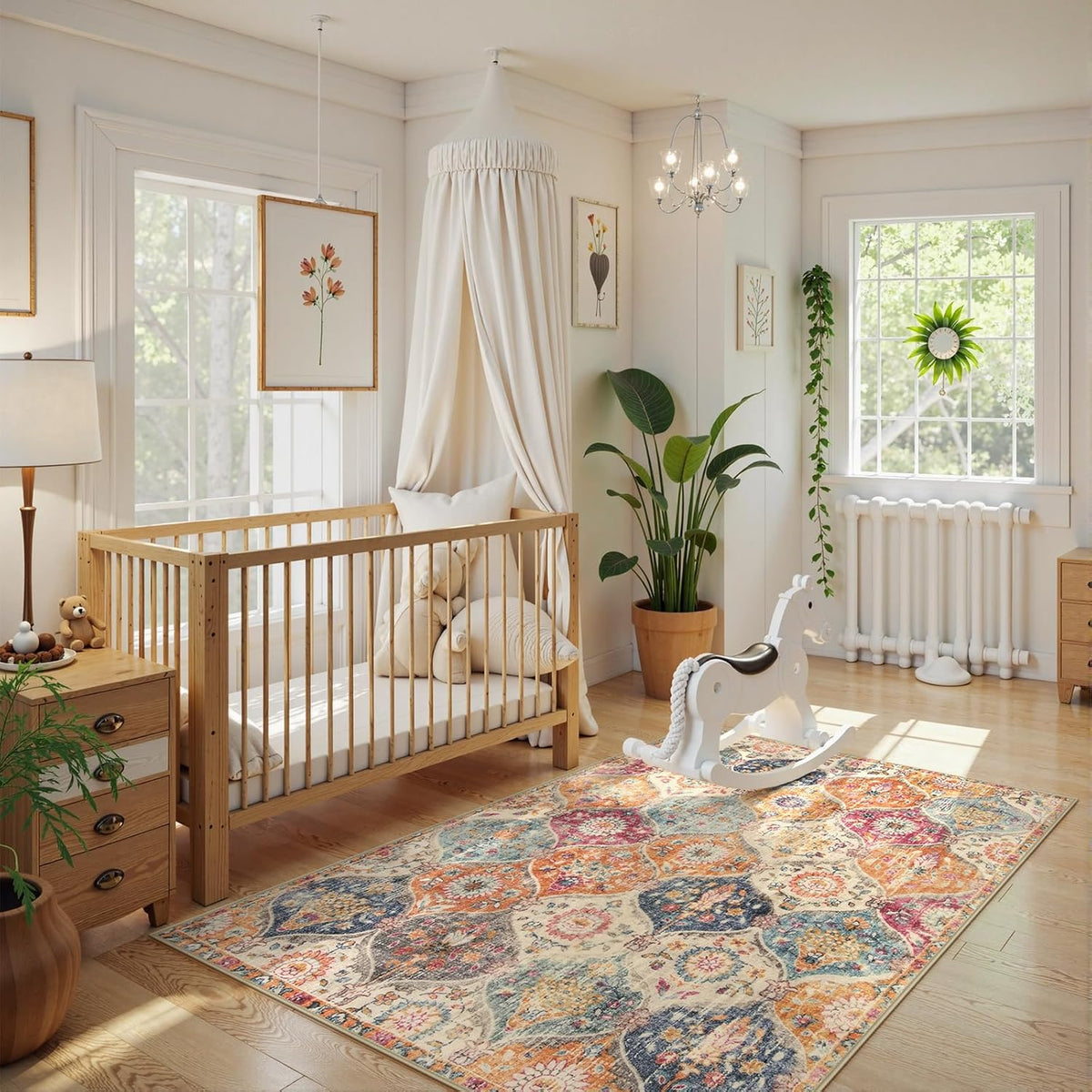 Lahome Moroccan Washable Small Area Rug, 3x5 Rug for Bedroom Living Room