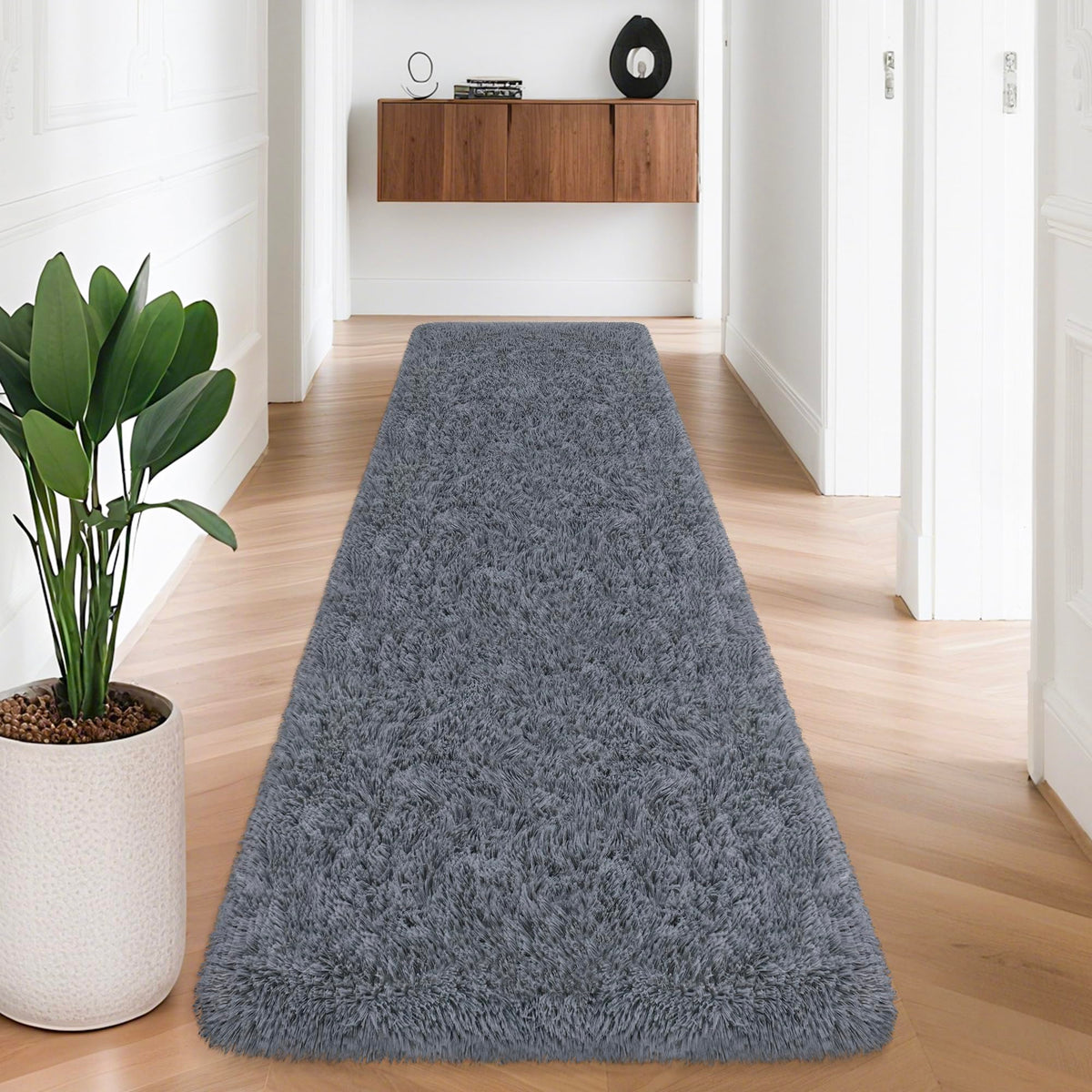 Tie-Dyed Runner Rug for Bedroom Black Grey 2x6ft Fluffy Area Rug Bedside Runner Rug for Kids Room Boys Teens Nursery Baby Living Room Dorm Home Decor Carpets