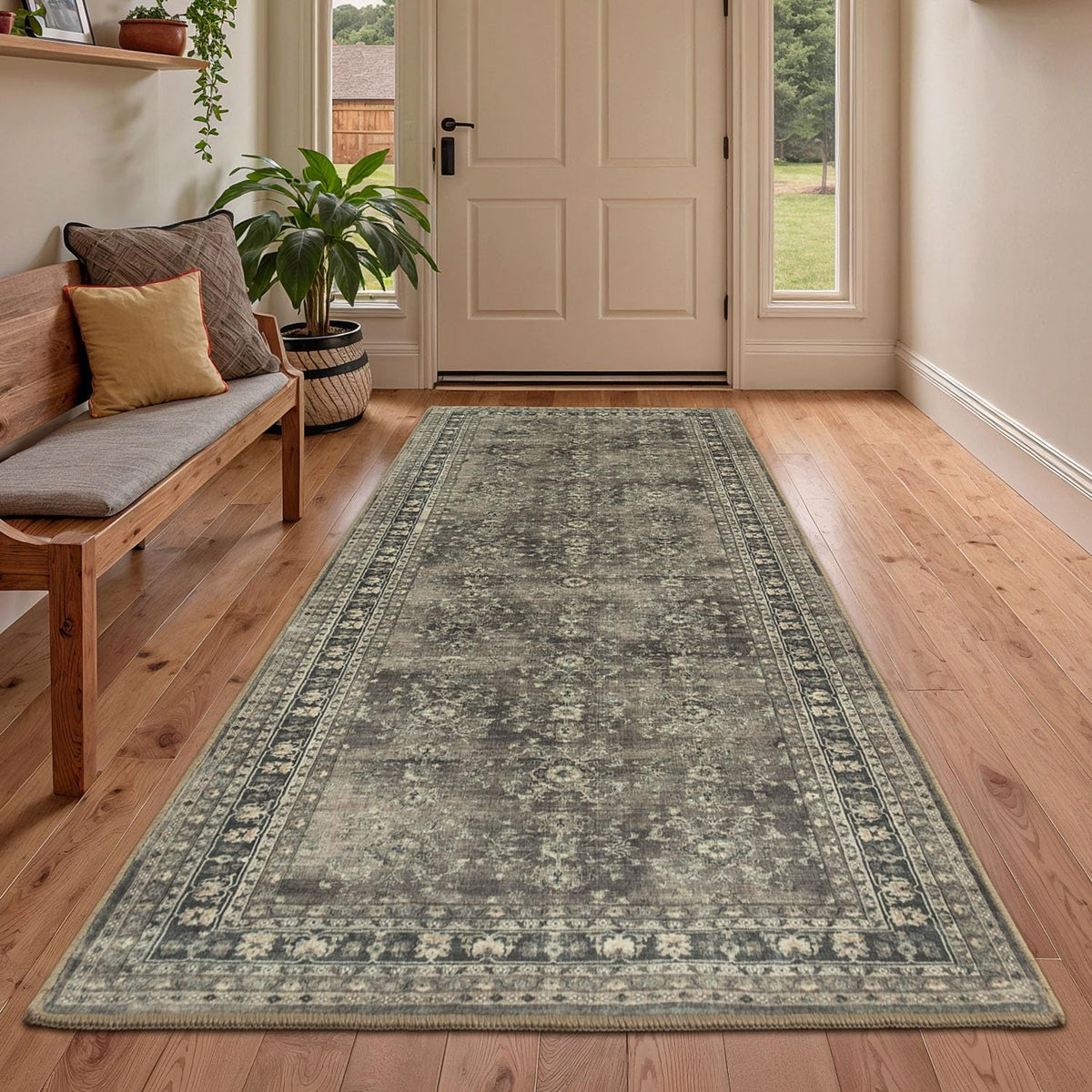 Lessymo 8 x 10 Area Rugs for Living Room, Machine Washable Rug Grey White