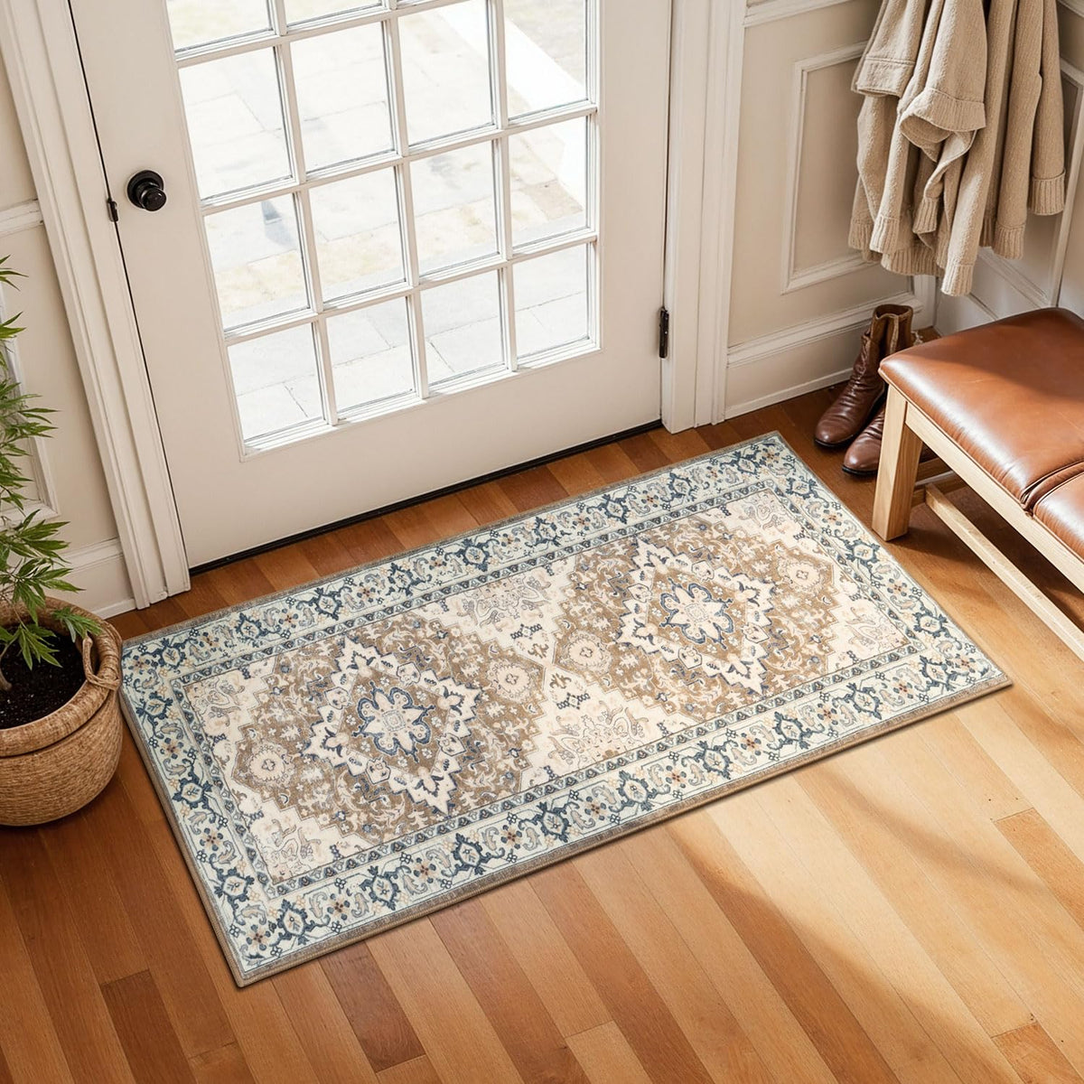 Lessymo 8 x 10 Area Rugs for Living Room, Machine Washable Rug Grey White
