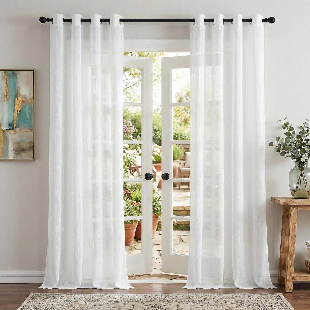 NICETOWN White Sheer Curtains for Windows 84 Inch Length, 52" W, 2 Panels