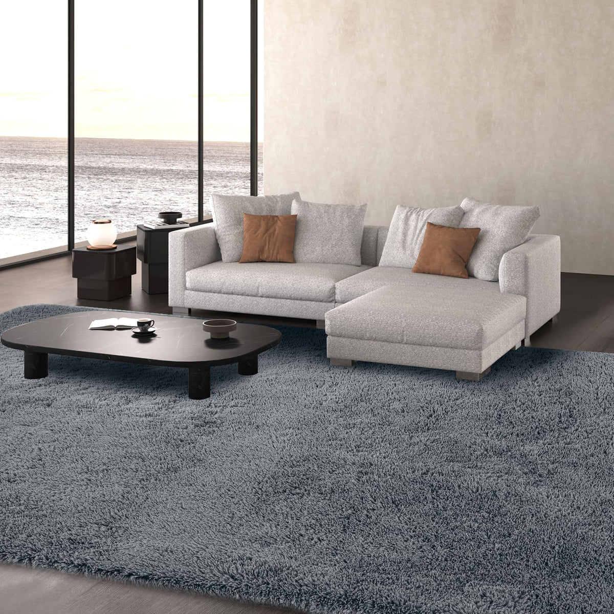 Fluffy Area Rug for Bedroom 5x7 Grey - Soft Shag Dorm Decor Carpet