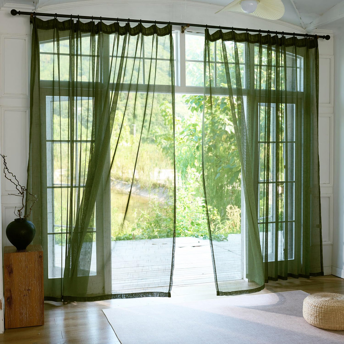 Off White Sheer Curtains 84 Inches Long Pinch Pleat Linen Textured Ceiling