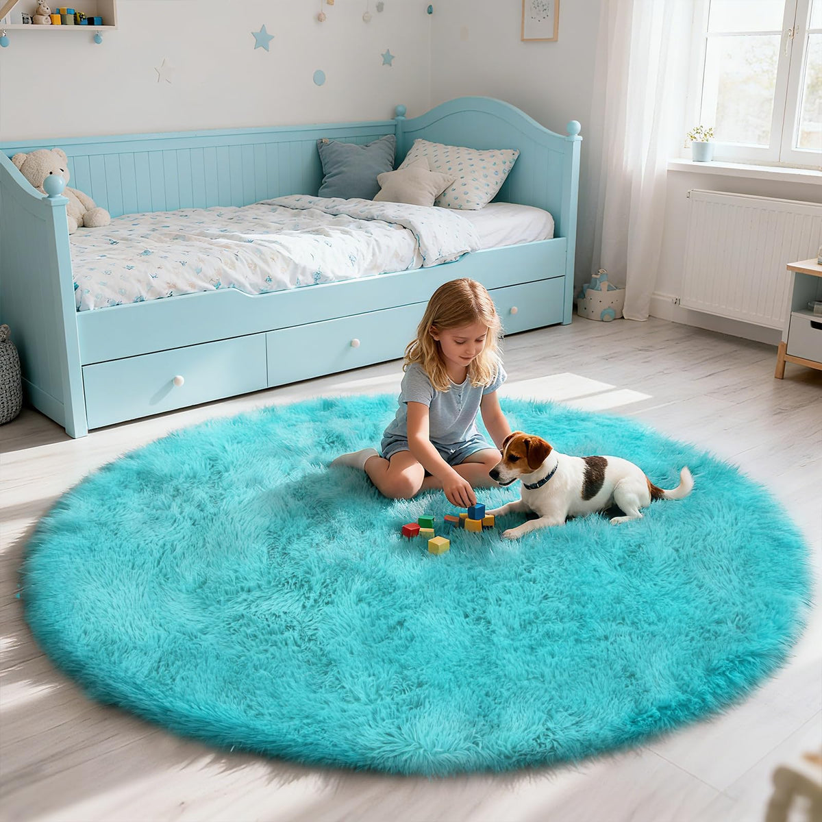 6x9 Black Fluffy Area Rug for Living Room,Large Shag Area Rugs for Bedroom