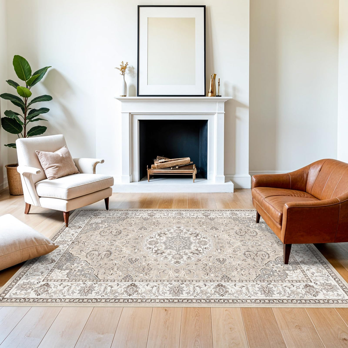2x6 Hallway Washable Runner Rug : Vintage Soft Kitchen Laundry Runner with Non Slip Backing Farmhouse Entryway Living Room Floor Mat Stain Resistant Carpet for Bedroom Bathroom Distressed Beside Rug