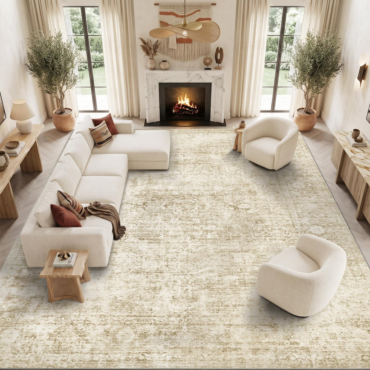 Homemate Washable Rug 9x12 Area Rugs - Vintage Rugs for Living Room