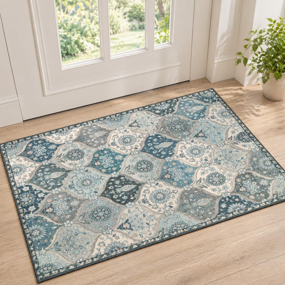 Lahome Moroccan Washable Small Area Rug, 3x5 Rug for Bedroom Living Room