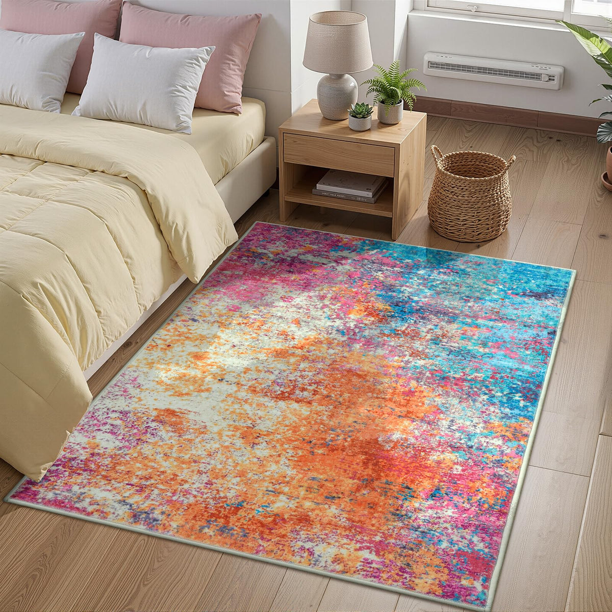 Rugflix 5x7 Area Rugs for Living Room, Colorful Rainbow Washable Rug
