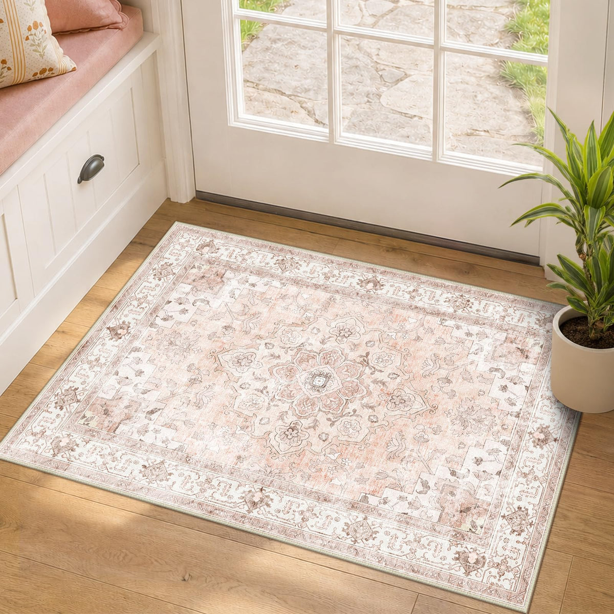 CAPALOCA 5x7 Washable Nursery Girls Low Pile Area Rug Pink
