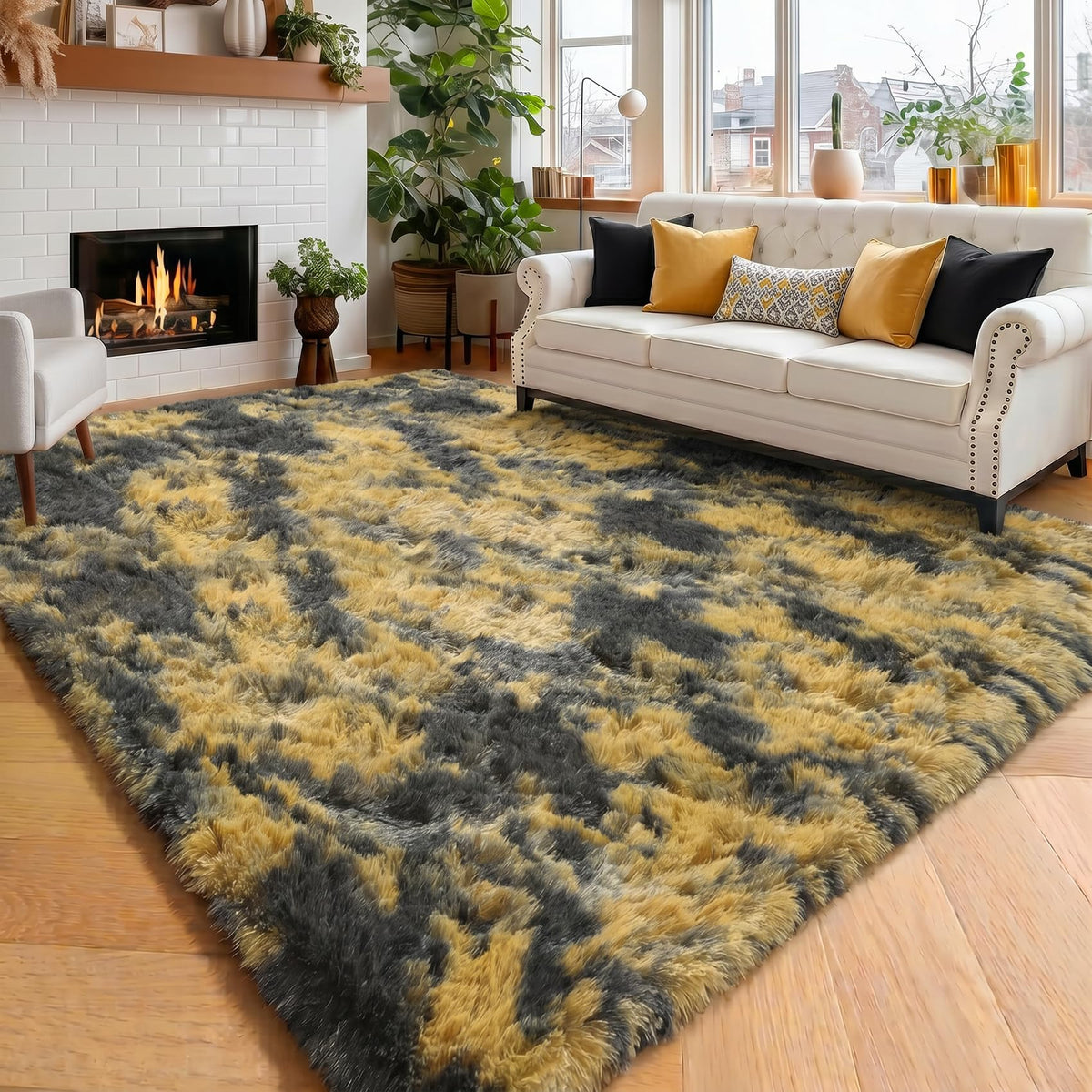 Amdrebio Light Pink Fluffy Fuzzy Area Rug 4x6 for Girls Bedroom Kids Room