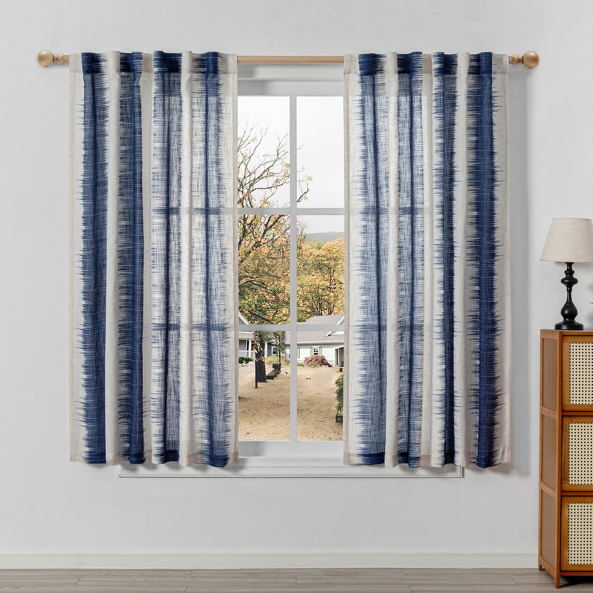MYSKY HOME Sheer Linen Curtains 84 Inch Length Light Filtering 2 Panels