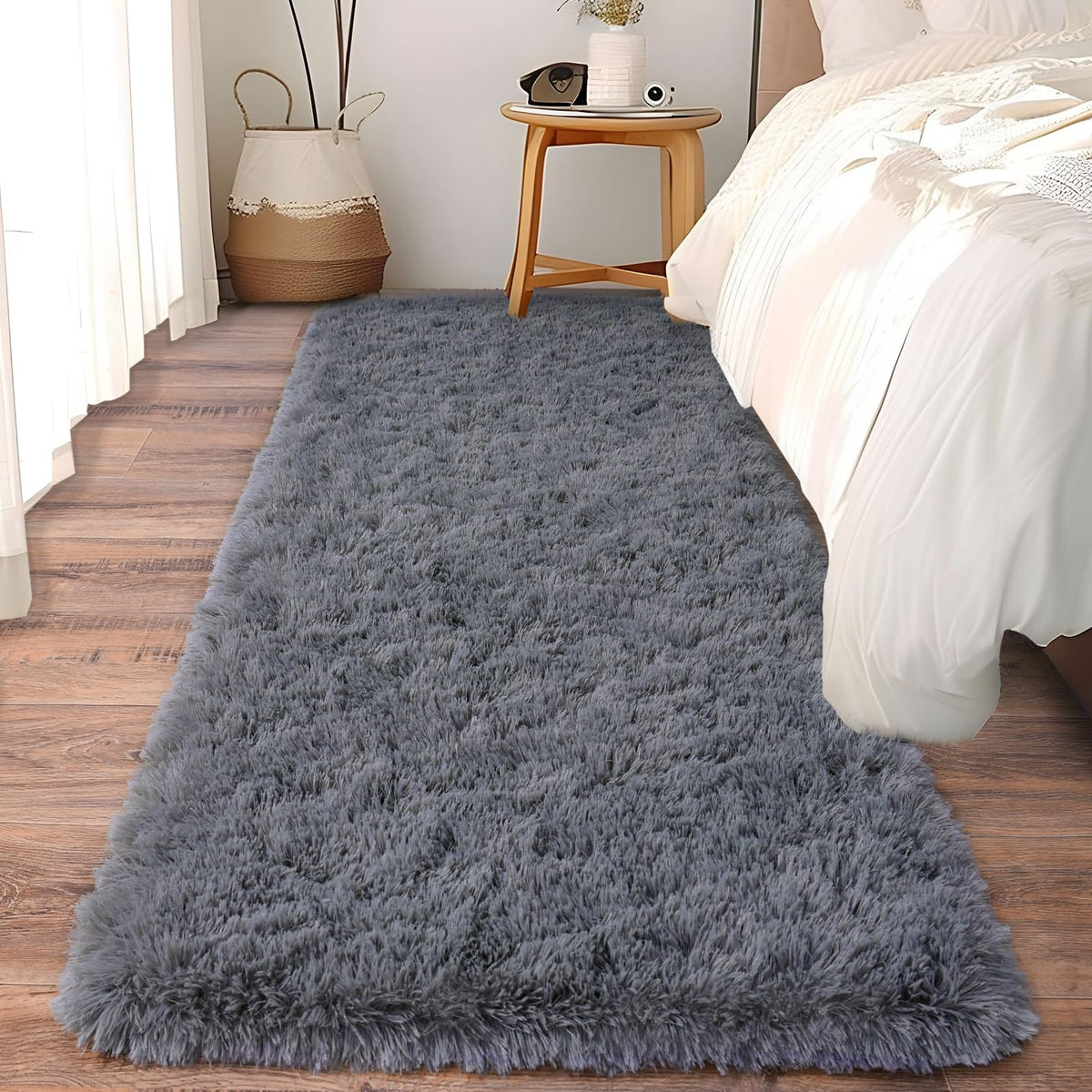 Soft Runner Rugs for Bedroom Hallway 2x6 Beige Fluffy Shag Washable