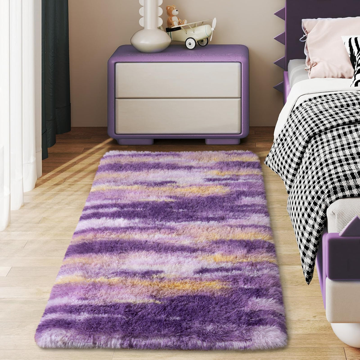 Soft Runner Rugs for Bedroom Hallway 2x6 Beige Fluffy Shag Washable