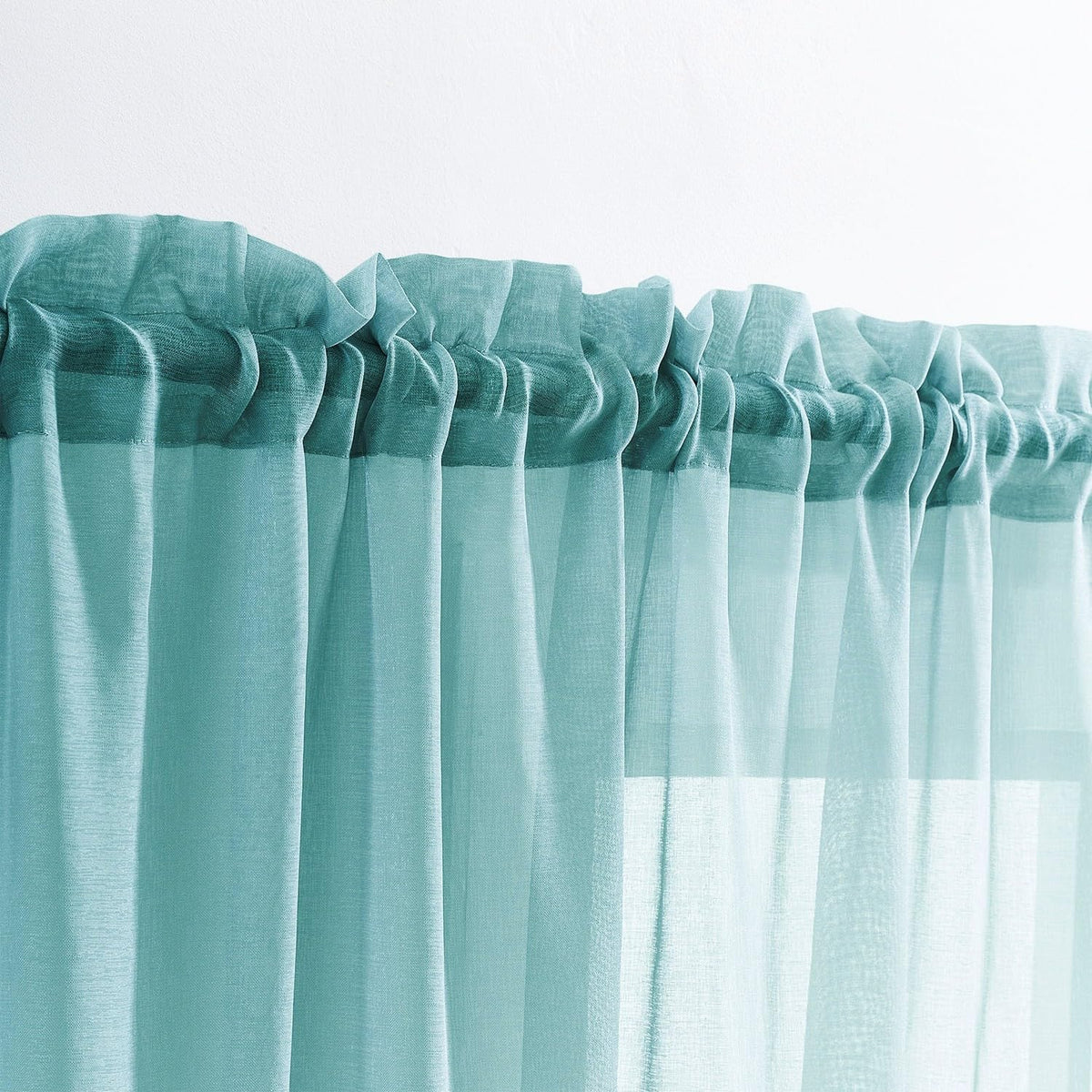 MYSTIC-HOME Sheer Curtains White 63 Inch Length, Rod Pocket Voile Drapes for Living Room, Bedroom, Window Treatments Semi Crinkle Curtain Panels for Yard, Patio, Villa, Parlor, Set of 2, 52"x 63"