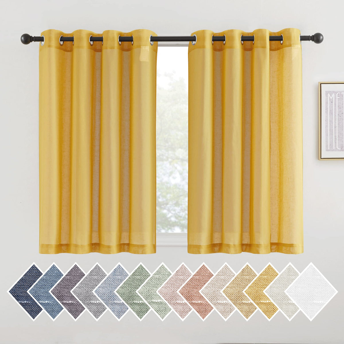 NICETOWN White Sheer Linen Curtains 84 Inch Length 2 Panels Set, W52xL84