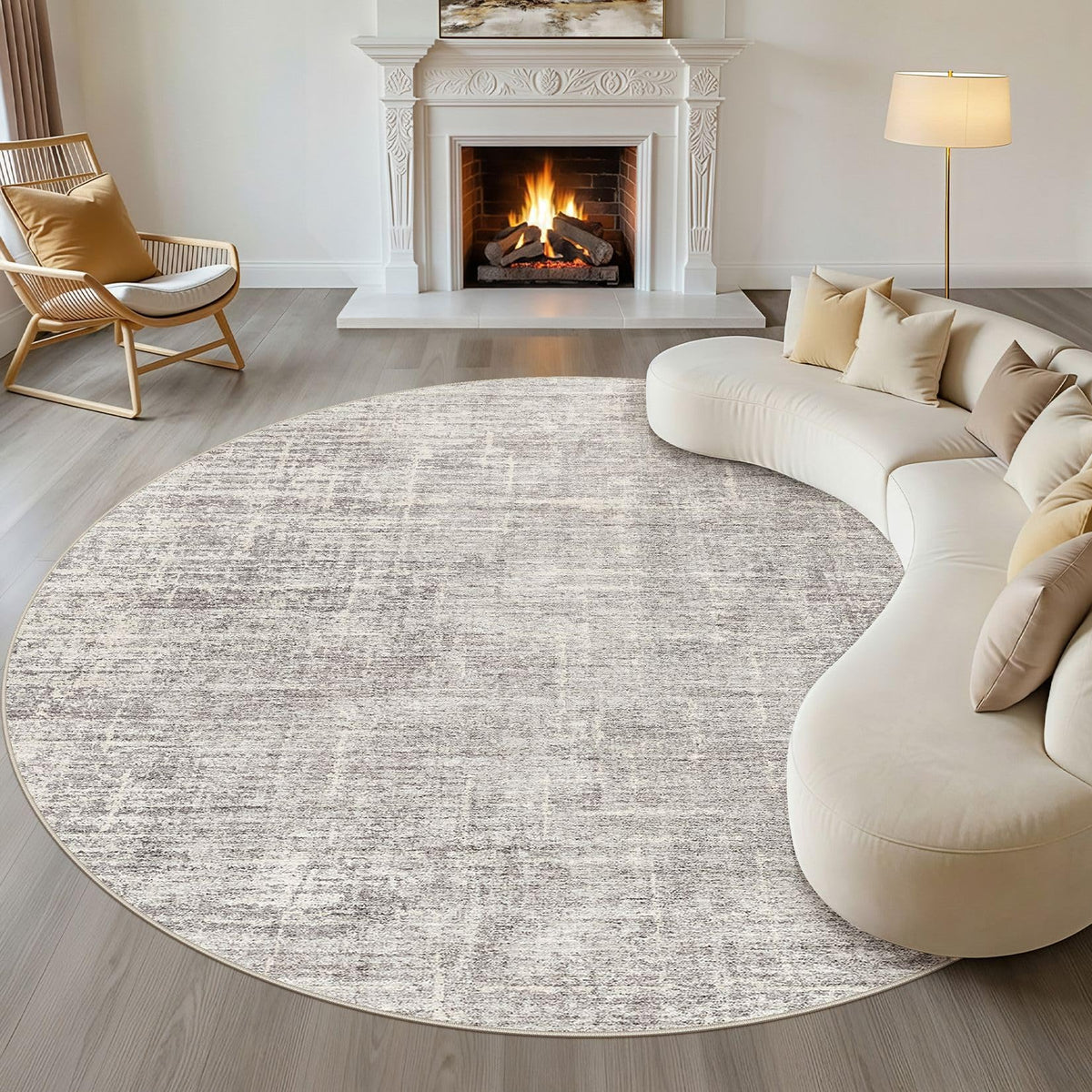 LOONGRUG 8x10 Area Rugs Washable Neutral Modern Rug for Living Room Brown