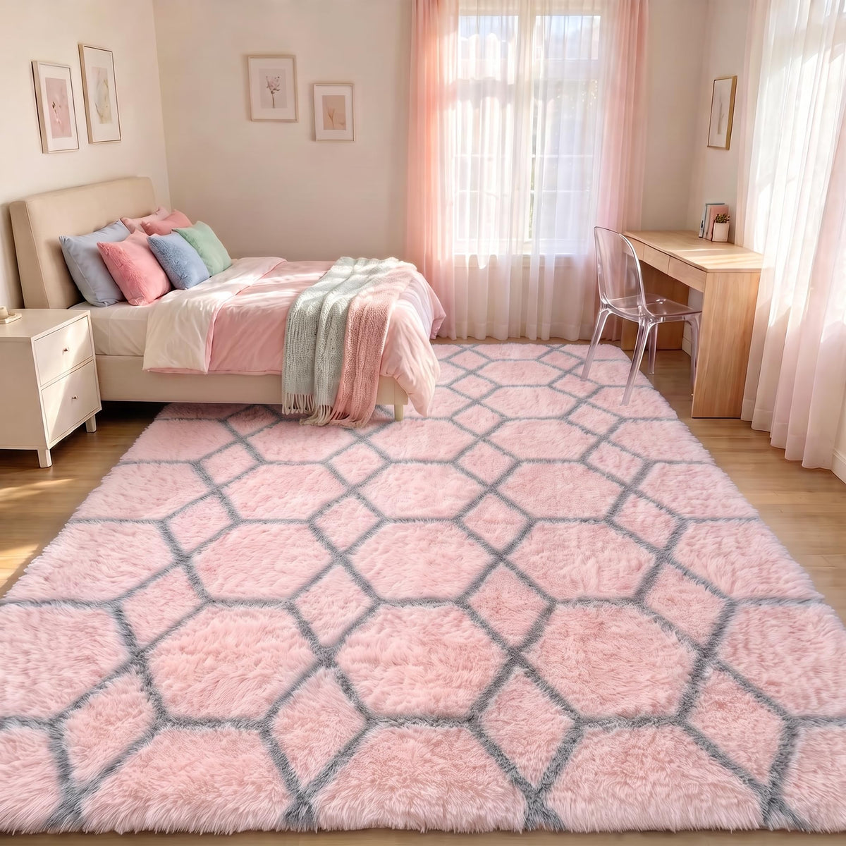 Runner Rugs for Bedroom Living Room, 2x6 Tie-Dyed Beige Hallway Area Rug