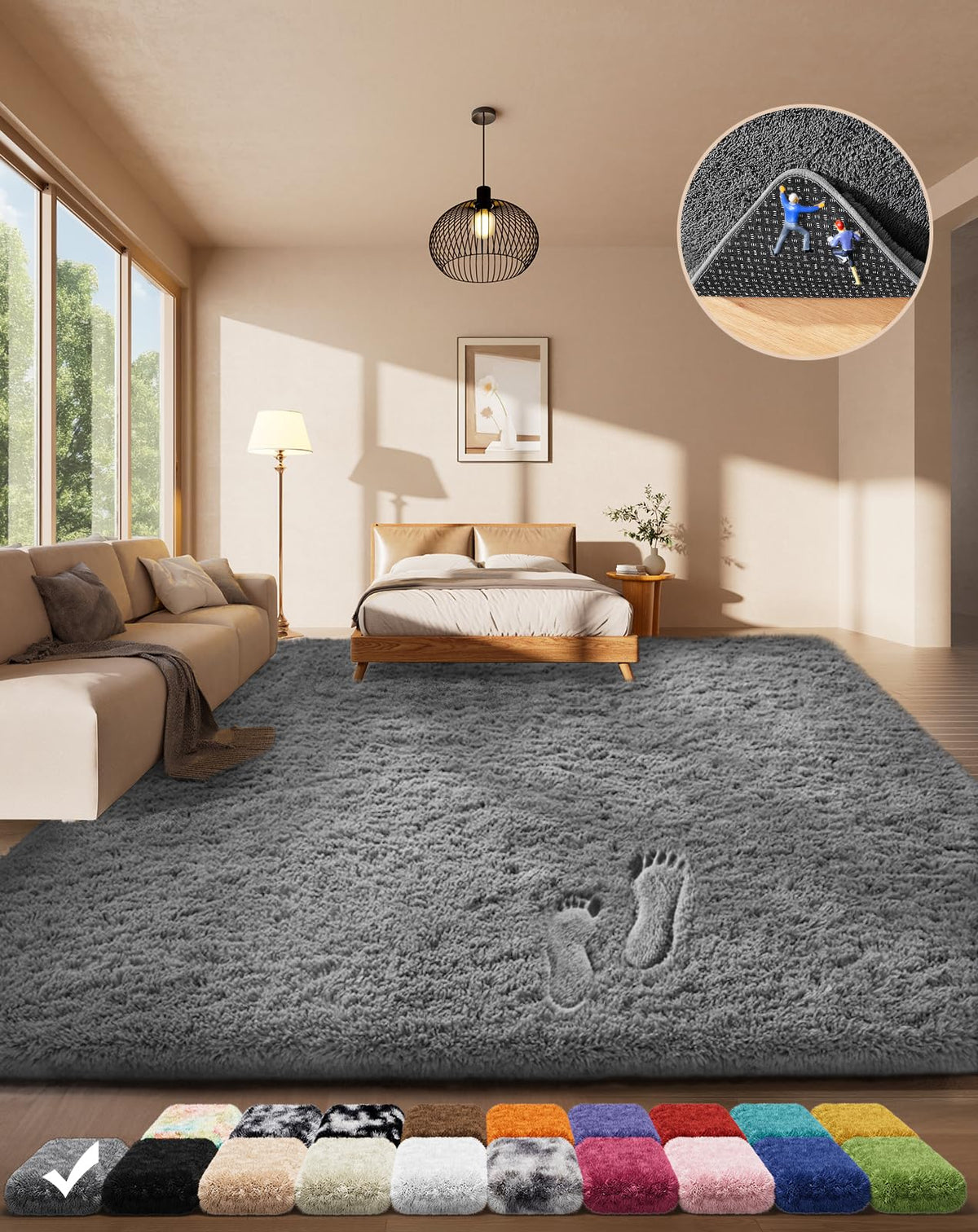 Ophanie 5x7 Area Rugs for Living Room Ivory, Fluffy Shag Large Fuzzy Plush Soft Rug, Shaggy Floor Big Carpets for Bedroom Nursery, Kids Home Decor Aesthetic with Over 99 pcs Pile fibers