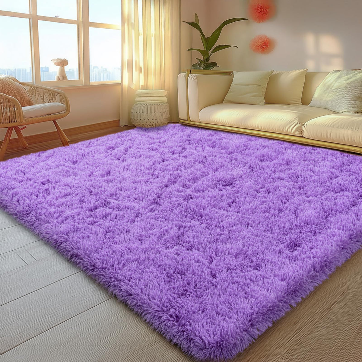 Mugorn 8x10 Area Rugs for Living Room, Large Fluffy Black Rugs for Bedroom